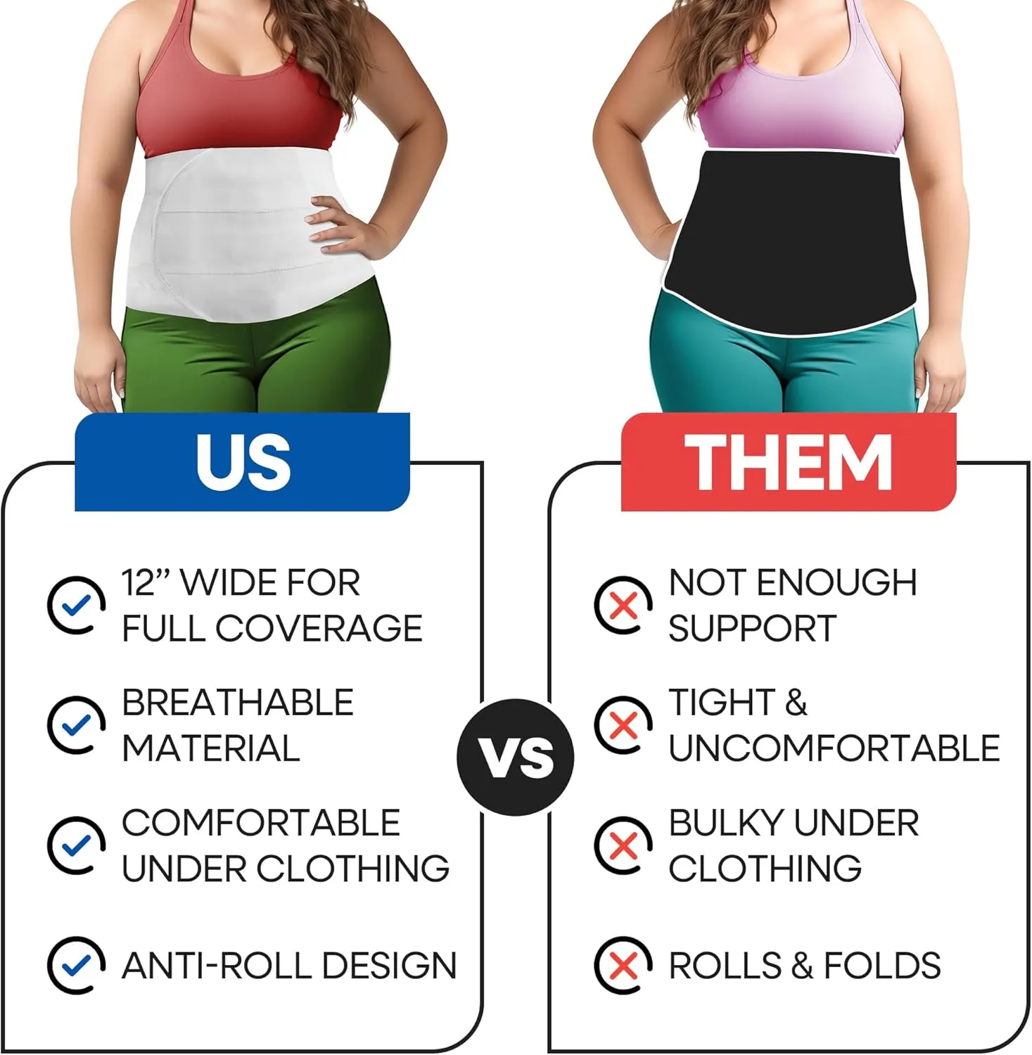 Abdominal Binder Post Surgery Tummy Tuck | Postpartum Belly Band Wrap | Post C Section Belly Binder | Stomach Compression Hernia Belt For Men or Women After Pregnancy, Hysterectomy Belly Band (L/XL)