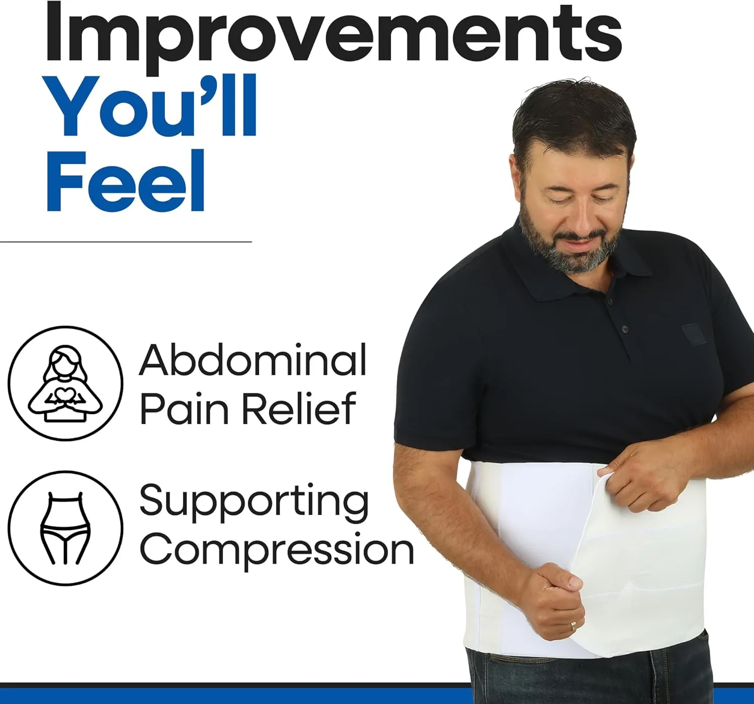 Abdominal Binder Post Surgery Tummy Tuck | Postpartum Belly Band Wrap | Post C Section Belly Binder | Stomach Compression Hernia Belt For Men or Women After Pregnancy, Hysterectomy Belly Band (L/XL)